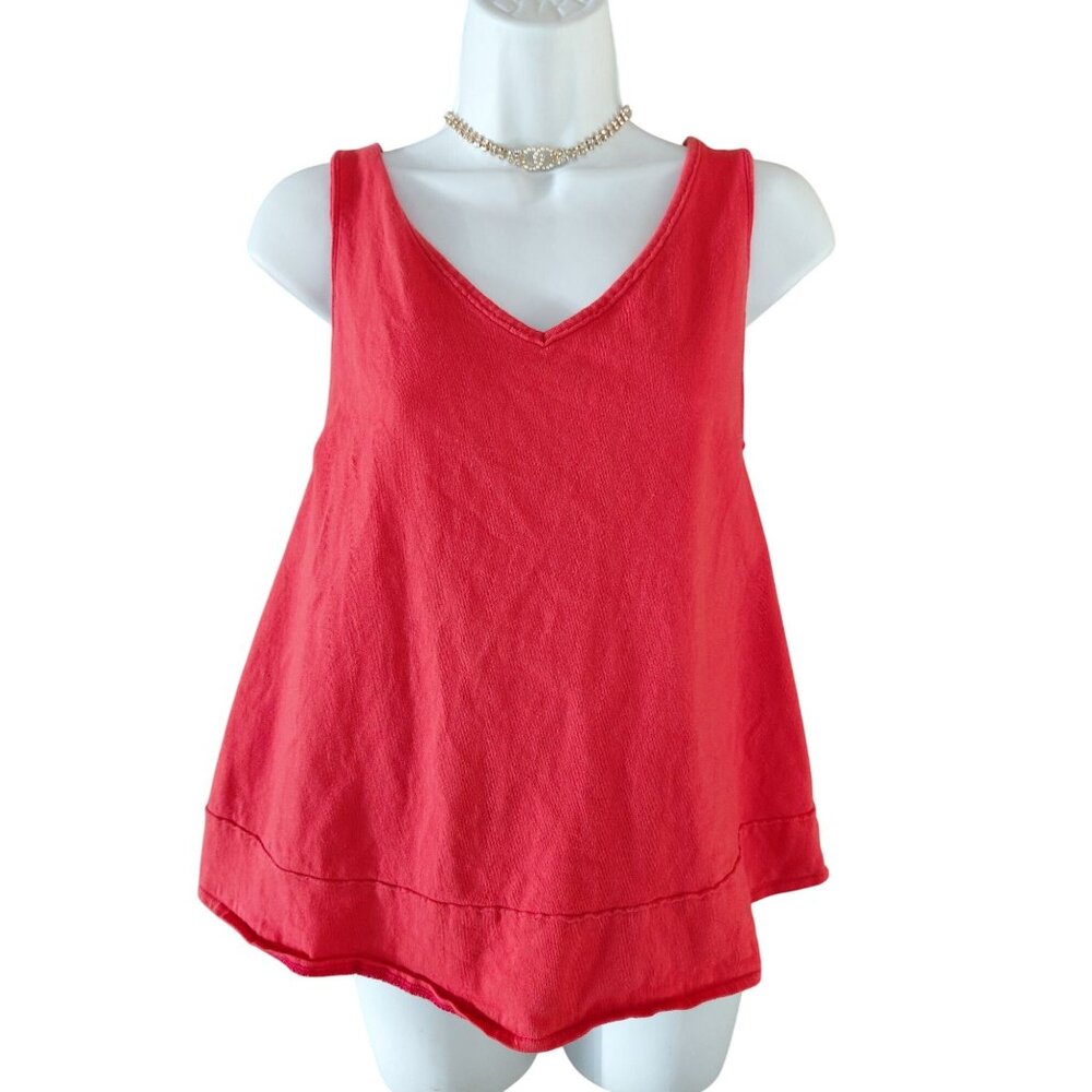 We The Free Womens Sleeveless V-Neck Tank Top M Orange Cotton